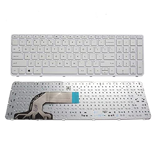 WISTAR Laptop Keyboard Compatible for HP Pavilion 15 15-A 15-E 15-F 15-G 15-H 15-N 15-S Series, 250 G3, 255 G3, 250 G2, 255 G2 749658-001 PK1314D2A00 TPN-Q118,TPN-F113 (White) with Frame